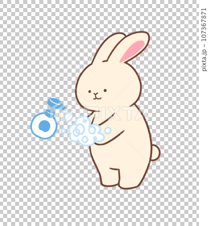 手を洗ううさぎ 107367871