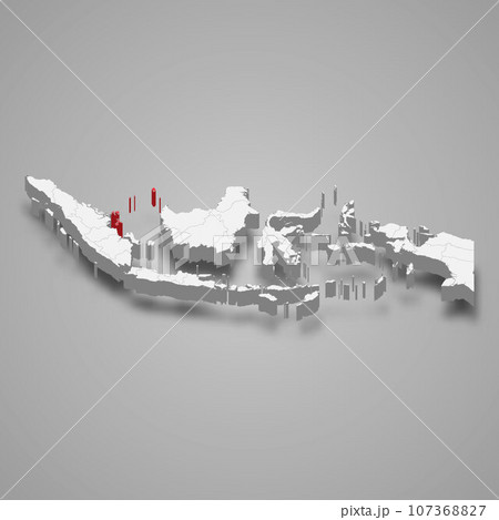 Riau Islands province location Indonesia 3d map 107368827