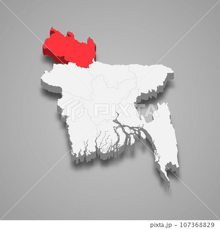 Rangpur state location within Bangladesh 3d map 107368829