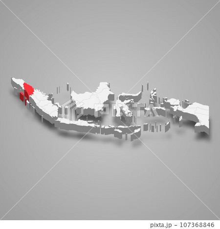 North Sumatra province location Indonesia 3d map 107368846