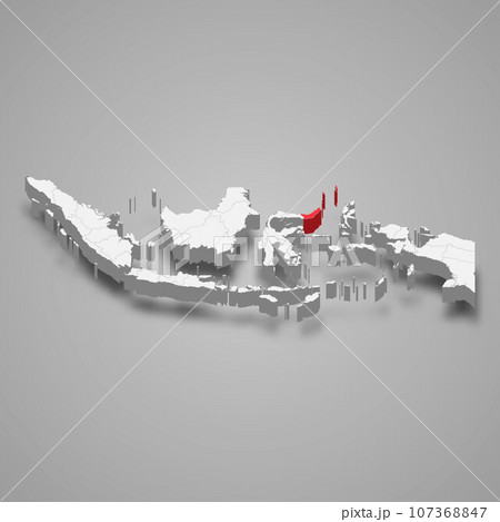 North Sulawesi province location Indonesia 3d map 107368847