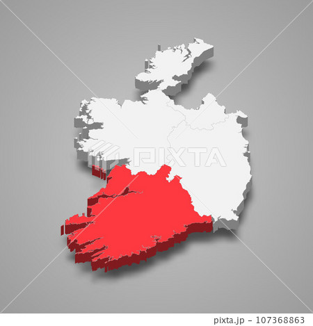 Munster province location within Ireland 3d map 107368863