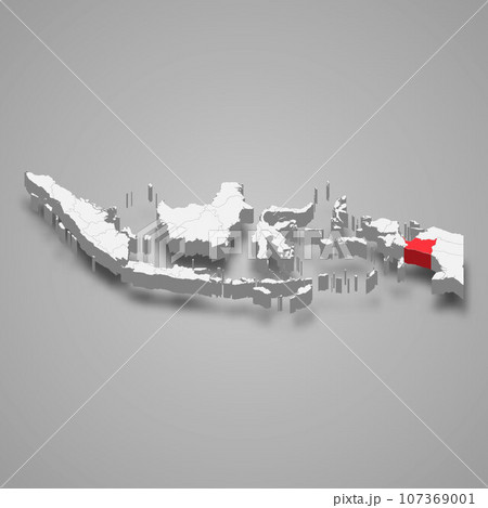 Central Papua province location Indonesia 3d map 107369001