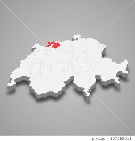 Basel-Country cantone location within Switzerland 3d map 107369011