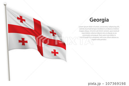 Waving flag of Georgia on white background. Template for independence day Waving flag of Georgia on white background. Template for independence day 107369198