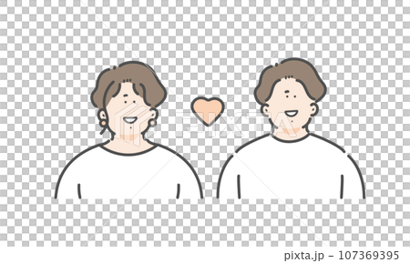 若い男女のイラストセット 若い男女のイラストセット 107369395