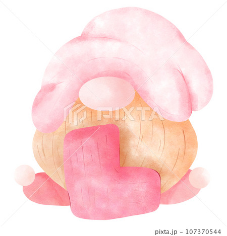 cute Valentines Day gnomes in pink hats 107370544