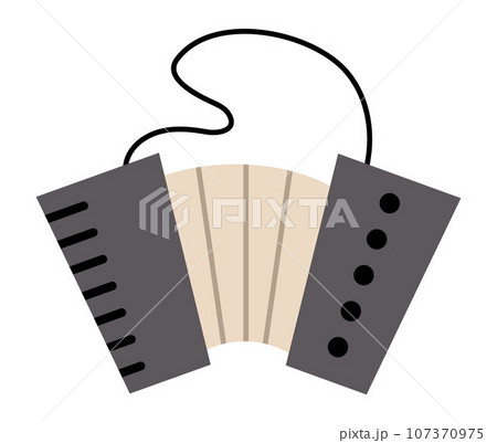 Vector accordion icon. Traditional French musical instrument. Harmonica illustration isolated on white background. 107370975