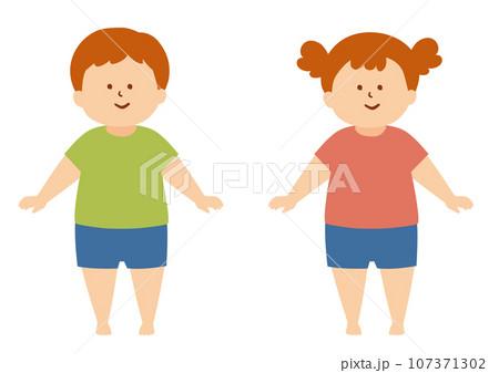 ふくよかな子供のイラスト　正面 107371302