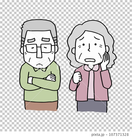 worried elderly couple worried elderly couple 107371328