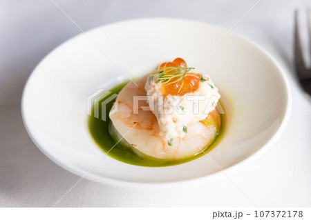 美味しいビジネスクラスの機内食のオードブル 107372178