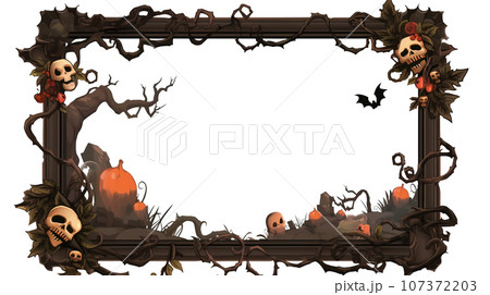 ハロウィン　装飾枠　α抜き 107372203