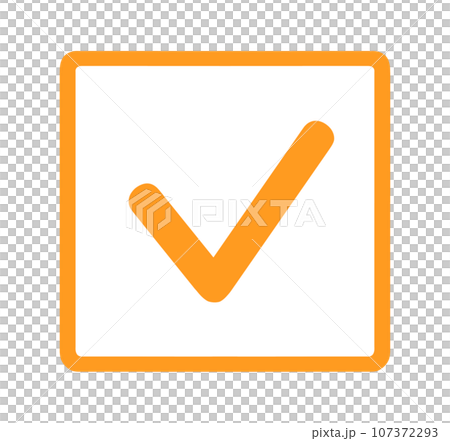 簡單的橙色複選標記 107372293