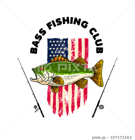 Bass fishing illustration t-shirt design