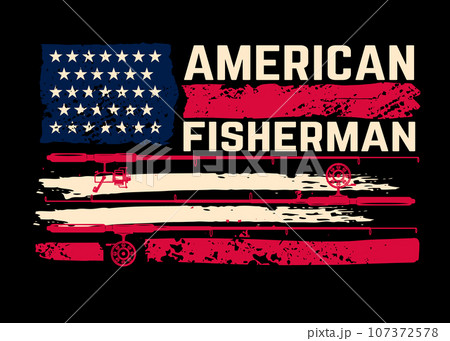 Fishing Is My Therapy American Flag With Bass Fish Illustration