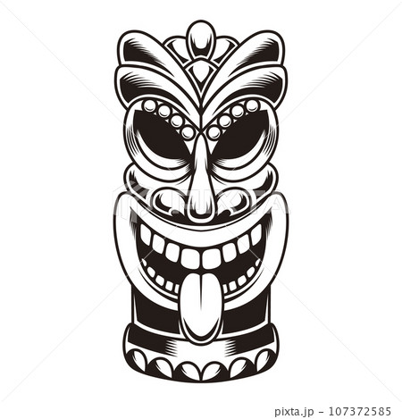 Illustration of tiki idol. Design element for logo, label, sign, poster. Vector illustration 107372585