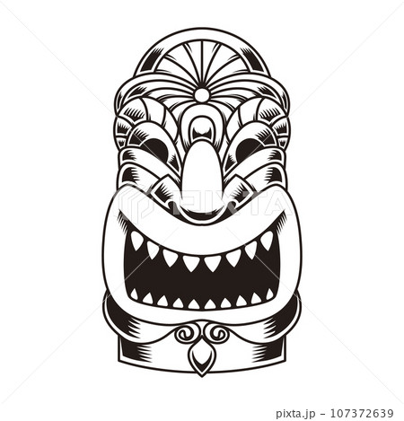 Illustration of tiki idol. Design element for logo, label, sign, poster. Vector illustration Illustration of tiki idol. Design element for logo, label, sign, poster. Vector illustration 107372639
