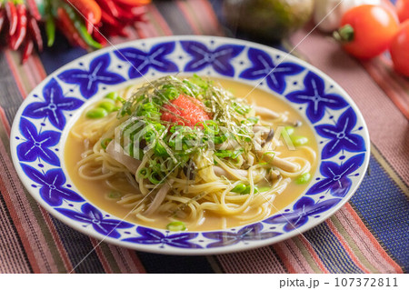 きのこと明太子のスープパスタ 107372811