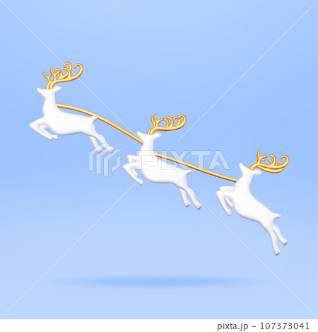 3D Christmas Cute Jumping Deers with Antlers 107373041