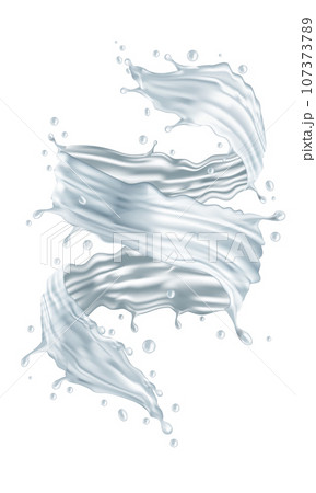 Realistic 3D crear water spriral dynamic on white background vector Realistic 3D crear water spriral dynamic on white background vector 107373789