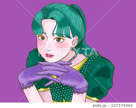 こちらを見つめる女の子 紫背景 こちらを見つめる女の子 紫背景 107374404