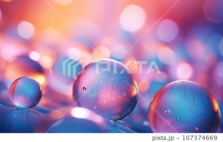 close-up composition of colorful glass bubbles. AI Generative close-up composition of colorful glass bubbles. AI Generative 107374669