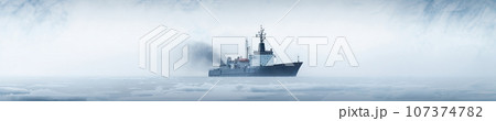 Amidst the ice, alone icebreaker. Created by AI Amidst the ice, alone icebreaker. Created by AI 107374782