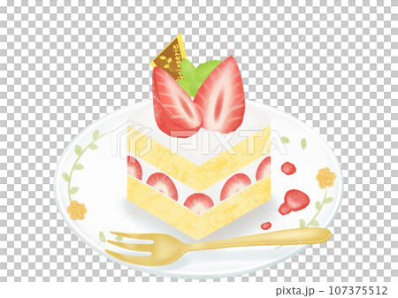 盤子裡的草莓蛋糕 盤子裡的草莓蛋糕 107375512