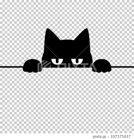 一隻貓向外張望的剪影插圖 一隻貓向外張望的剪影插圖 107375837