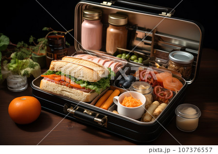 Open lunchbox closeup Open lunchbox closeup 107376557