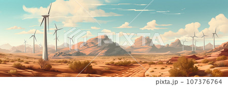Wind turbines in the desert Wind turbines in the desert 107376764