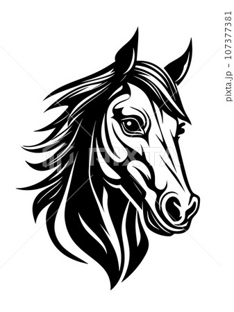Vector silhouette of a horses head 107377381