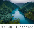 Aerial adventure above a Surreal and Self Susutainable Valley 107377422
