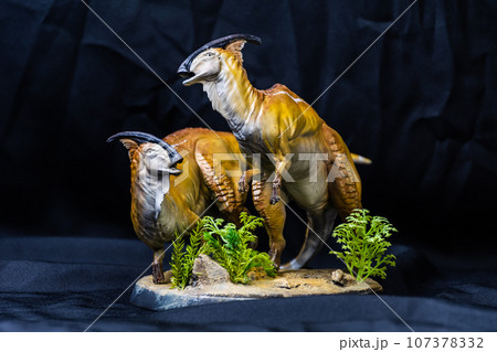 Parasaurolophus Dinosaur in the dark 107378332