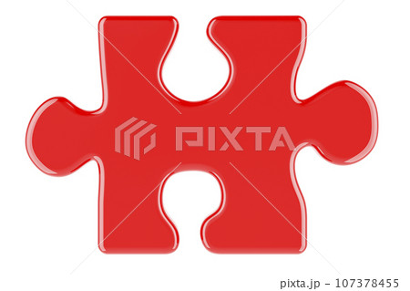 Red puzzle, front view. 3D rendering 107378455