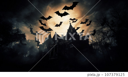 不気味なハロウィンとコウモリ01 不気味なハロウィンとコウモリ01 107379125