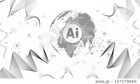 Chatbot OpenAi and line technology network background. Smart AI or Artificial Intelligence vector illustration using Chatbot.Digital technology and Abstract background concept. 107379660