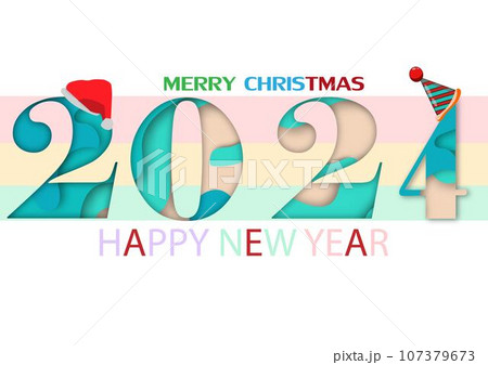 2024 happy new year.Paper cut 2024 word for new year festival.card,happy,Vector concept luxury designs and new year celebration. 107379673