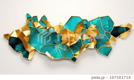 Abstract watercolor artwork mixed with buzzy geometric shapes 107381718