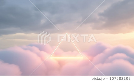 Lighting line a triangle in cloud background. Generative AI weber. 107382105