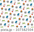 キャンプ用品パターン背景 107382504