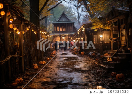 Horror town halloween festival. Generative AI Horror town halloween festival. Generative AI 107382536