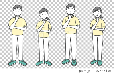 Caregivers male and female worried with their hands on their faces Caregivers male and female worried with their hands on their faces 107383156