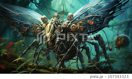 Harmonious Coexistence: Biomechanical Creatures in the Techno Jungle 107383323