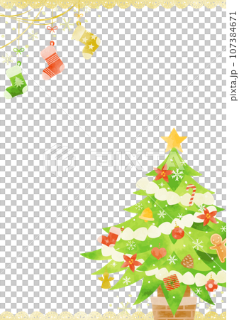 Cute Christmas tree and socks frame Cute Christmas tree and socks frame 107384671