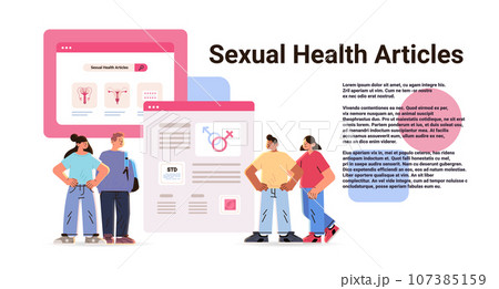 people reading sexual health articles human biology and anatomy lesson sex education mental and physical health contraception and female reproductive system 107385159
