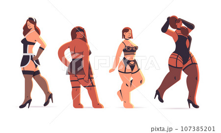 set beautiful romantic ladies sexual women posing in sexy underwear pretty girls wearing in bdsm style 107385201