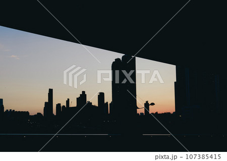 Sept 29 2023 the Kowloon city, City Silhouette with Sunset 107385415