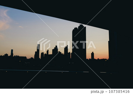 Sept 29 2023 the Kowloon city, City Silhouette with Sunset Sept 29 2023 the Kowloon city, City Silhouette with Sunset 107385416