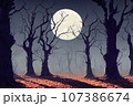ハロウィンの夜、怪しい世界、満月の夜などの背景素材　生成AI画像 107386674